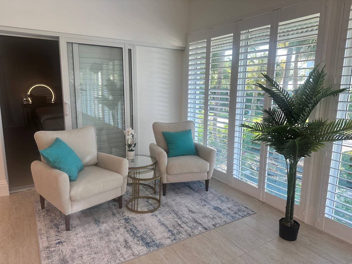 Sunlit seating at the Sanibel villa