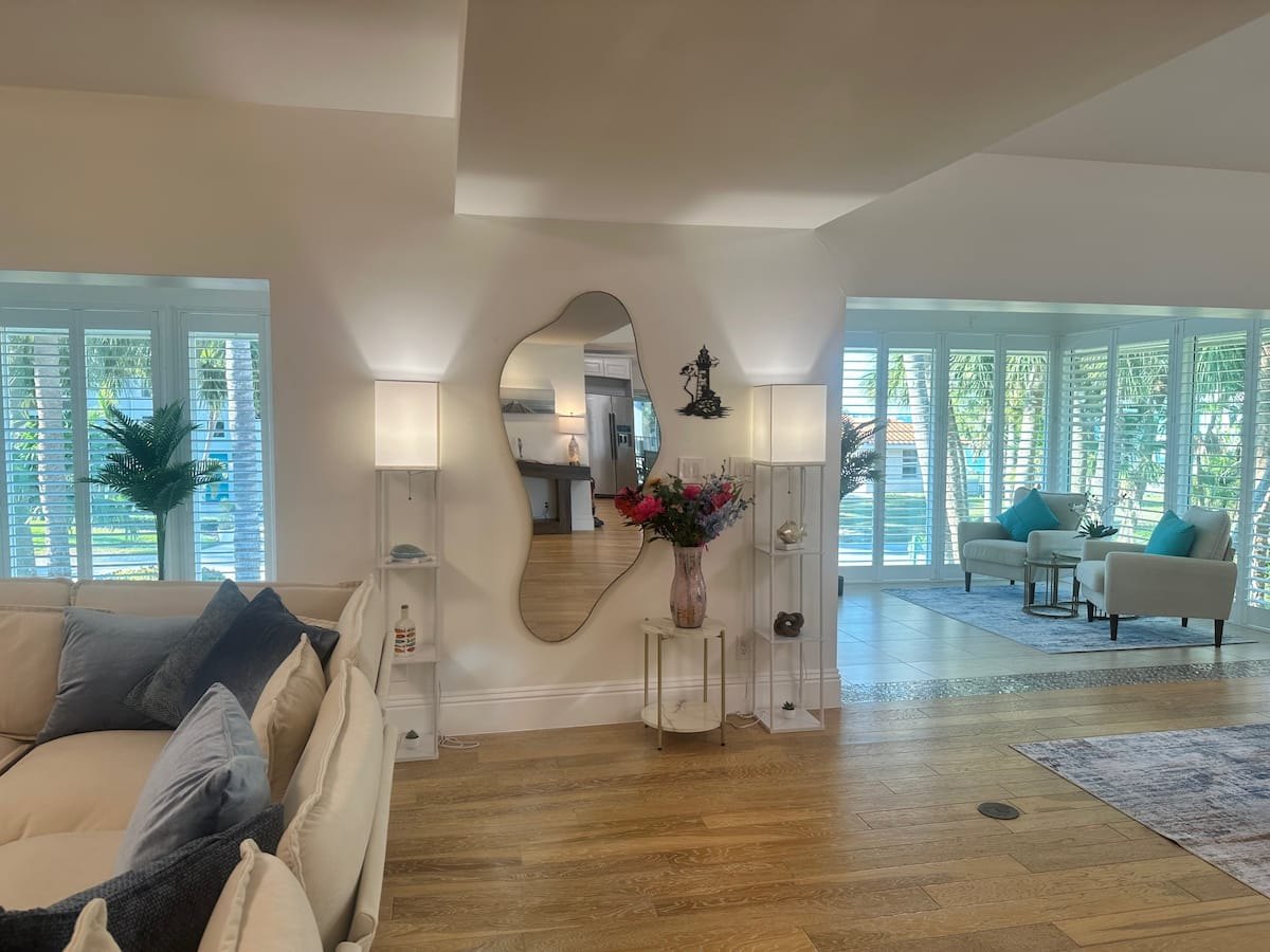 Open living spaces at the Sanibel villa